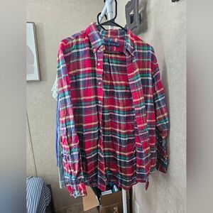 Men's Plaid Shirt - Red and Blue